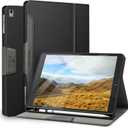 Antbox Case for iPad Air 2/iPad 6th/5th Generation(9.7'')/Pro 9.7''/Air 1 Vegan Leather Case with Pencil Holder Auto Sleep/Wake Function Smart Cover for iPad 9.7'' (Black)