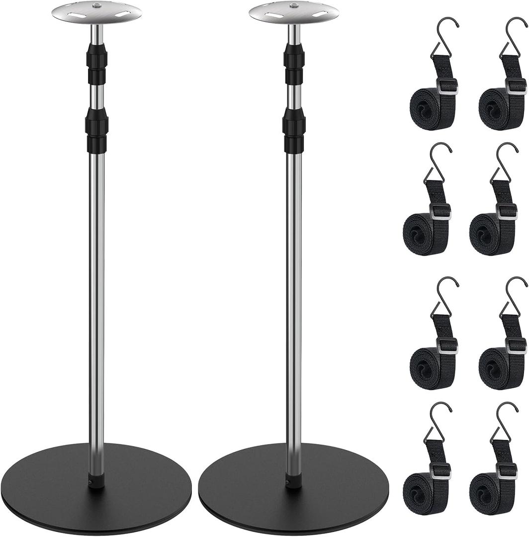 Boat Cover Support Poles, 2 Pack Adjustable Stainless Steel Pontoon Boat Cover Support System, Telescoping Tarp Accessories with 8 Straps and Metal Base for V Hull, Jon, Pontoon Boat