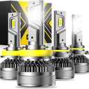 9005 H11 Light Bulbs Combo, 6500K Cold White Super Bright Fog Light, 140W, Pack of 4