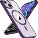 ORETECH Magnetic for iPhone 14 Case, [Compatible with MagSafe] [2 Pcs Screen Protectors] [15 FT Drop Protection] Transparent Back Shockproof Bumper Protective Phone Cover - Deep Purple