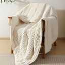 CYK Weighted Blanket 10 lbs for Teens & Children Twin Size 48"x72" - Dual-Sided Fleece & Sherpa Blanket - Heavy Plush Flannel Winter Warm Blanket for Bed and Couch (Cream)