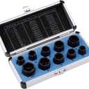 10Pcs Nut Remover,9-19mm Impact Nut Extractor Set,Nut Extractor Socket, Bolt Remover Tool Set,Drive Socket kit,Locking Socket Tools Kit (Hight Set)