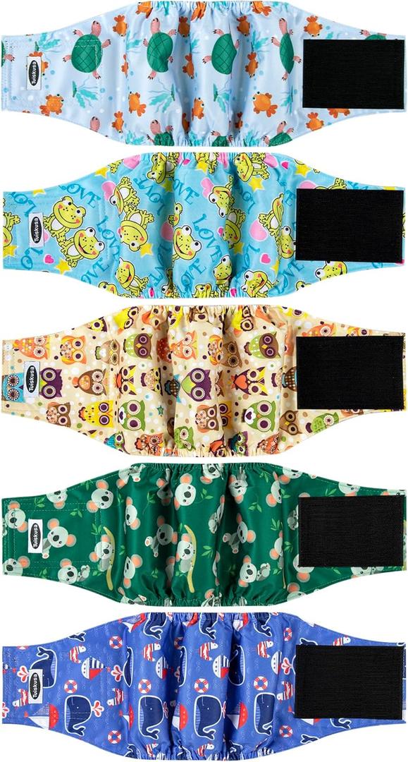 Male Dog Diapers, High Absorbing Dog Belly Bands for Male Dogs, Washable Reusable Dog Males Wraps(5 Pack) (Small)