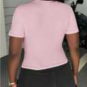 Verdusa Women's Y2K Baby Tees for Women Graphic Crop Tops 90s T-Shirt Vintage Outfit Pink Medium (Pink, M)