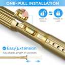 Tension Curtain Rod 42-144 Inches, No Drill Adjustable Spring Tension Rod, Push Button to Lengthen & Release to Lock, Heavy Duty Rust-Resistant for Window Living Room Closet Outdoor, Gold