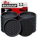 Non Slip Furniture Pads - 2" Anti Skid Caster Cups, 12PCS Round Furniture Coasters for Hardwood Floors, Anti Slide Furniture Cup Bed Couch Floor Protectors, Furniture Stoppers to Prevent Sliding(Black)