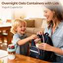 ComSaf Overnight Oats Containers with Lids (16oz+4oz, 4Pcs), Dual-Laryer Chia Pudding Jars with Dry and Wet Separation, Yogurt Parfait Cups for Oatmeal Cereal Nut Fruit, Meal Prep Glass Jars for Salad