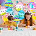 2 x Happy Easter Balloons, Easter Egg Balloons and Bunny Balloon, Colorful Easter Party Decorations (Easter Egg)