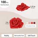 100 Pcs 3 Inch Artificial Flowers Bulk 5 in 1 Set Faux Foam Fake Rose Head Wedding Decoration Bridal Shower Centerpiece Arrangement Wall Table Decor DIY Craft (4 Shades of Red Ivory)