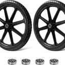 Parts Camp 20" Flat Free Tire Cart Wheels Replacement Rubbermaid Wheelbarrow Wheels Garden Cart Replacement Wheel With 5/8" 3/4" Bearing For Utility Carts/Lawn Cart/Wheelbarrow 2PACK