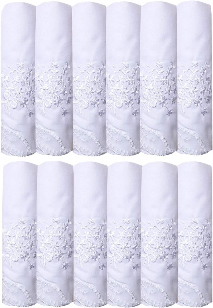 La closure Ladies White Hankies Cotton Embroidery Lace Wedding handkerchiefs