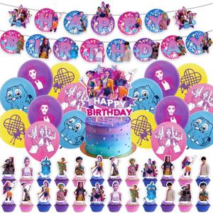 Demon Movie Hunters Party Supplies, Cute Birthday Party Decorations Include Happy Birthday Banner, Balloons, Cake Topper, Cupcake Toppers Cartoon Table Decorations