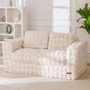 MAXYOYO Loveseat Sofa for Living Room, Small Sofa Couch Tufted Boneless Couch, Comfy Bean Bag Chair for Small Space Bedroom Apartment, No Assembly Needed, Beige