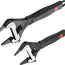 MAXPOWER Slim Adjustable Wrench Set, 6" & 10" Wide Jaw Opening, Dual Scale With Metric and SAE Plumbing Wrenches, Deep Jaw With Soft Grip Handle