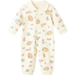 pureborn Baby Boys Girls Romper One-Piece Beach Outfit Summer Clothes 0-24 Months (3-6 Months, Pumpkin Long Sleeve)