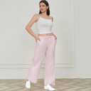 Women's Stripe Pajama Pants: 100% Cotton Thin Lightweight Loose Comfy Home & Lounge Pants with Pockets for Casual (X-Large, Pink)