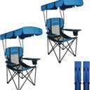 FAIR WIND 2 Pack Portable Canopy Camping Chair 380 LBS Capacity Heavy Duty Oversized Folding Lawn Chair with Sunshade for Beach, Fishing, Sports & Outdoors