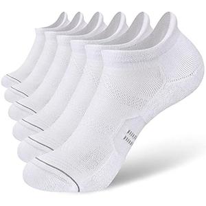 CS CELERSPORT 6 Pack Women's Ankle Running Socks Cushioned Low Cut Tab Athletic Socks, Size M