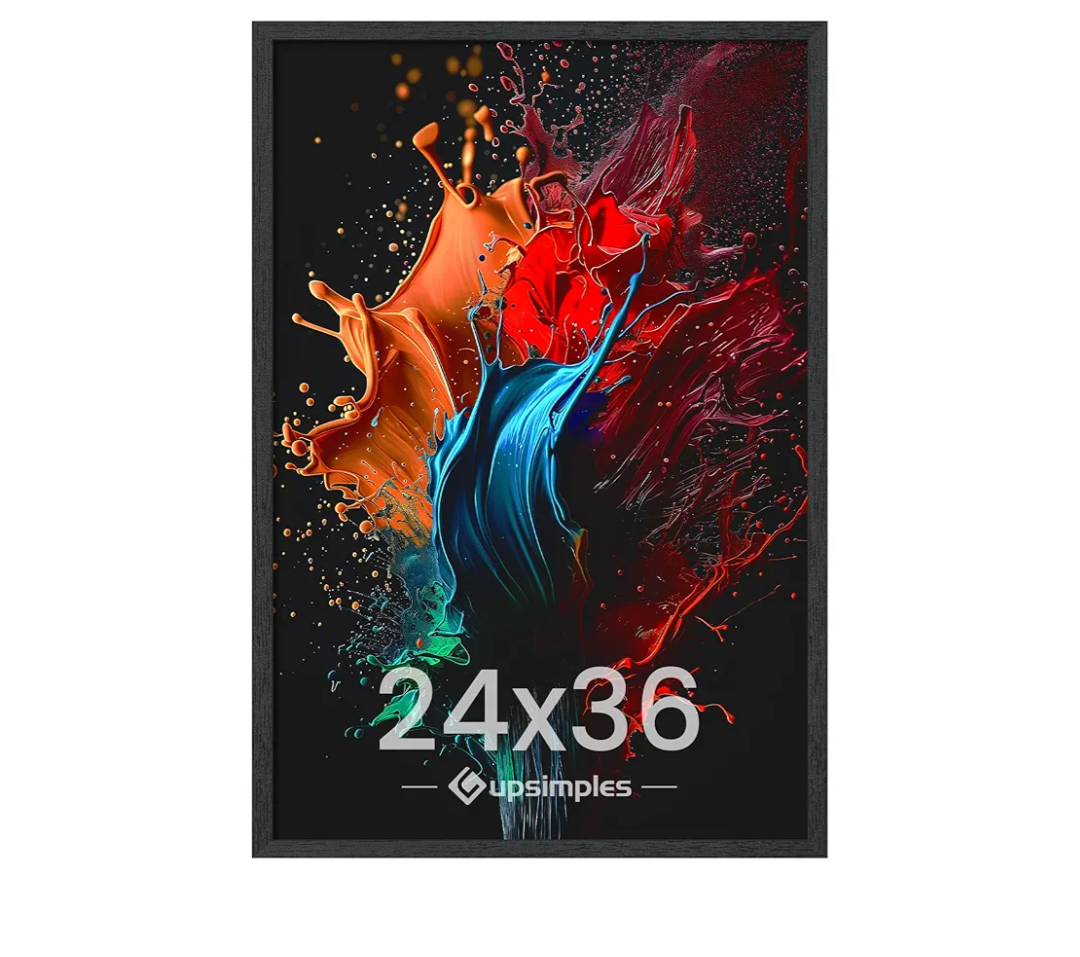 upsimples 24x36 Poster Frame, Wall Gallery Picture Frames with Engineered Wood, Black 1 Pack