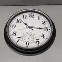 16 Inch Large Outdoor Clock Retro Waterproof Clock Non-Ticking Indoor/Outdoor Wall Clock with Thermometer, Battery Operated for Pool, Patio, Garden, Black