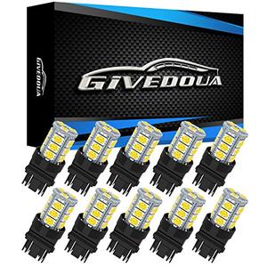 GIVEDOUA 3157 LED Car Bulb Super Bright 12V 3056 3156 3156A 3057 4057 3157 4157 T25 LED Car Bulbs for Brake Lights, Backup Reverse Lights,Pack of 10pcs White