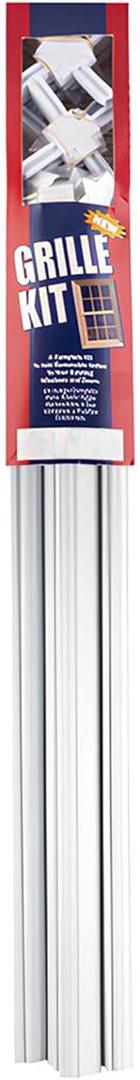 Brixwell Plastic Window Grille Kit in White Finish With 12 Total 24" Profiles, 8 Grid Connectors, and 16 Fasteners for Installing Decorative Grille Layouts on Home Window Glass