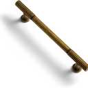 Goo-Ki Vintage Retro Antique Brass Zinc Alloy Cabinet Handles - 5.03''(128mm) Hole Center Striped Decorations Cabinet Pull Hardware for Bedroom, Kitchen,