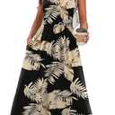WIHOLL Summer Dresses for Women Flowy Casual Midi Dress Beach Vacation Sundresses with Pockets L