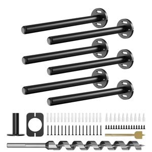 6pcs Wall Shelf Brackets Heavy Duty Floating Shelf Bracket Hidden,Invisible Black Shelving Brackets Decorative Floating Shelf Hardware Heavy Duty,Metal Shelf Support Bracket (8 inch-6pcs)