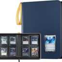 ProCase 4 Pocket Top Loader Binder, Holding 144 Cards in 3"x4" Toploaders, Side Loading Small Book Folder with Clear Window for Pokemon, Trading, Sports Cards Collection TCG, MTG -Navy