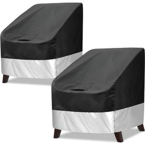 Patio Chair Covers for Outdoor Furniture Waterproof 2 Pack, Patio Sofa Cover Lounge Deep Seat Cover with Air Vent Fits up to 32"W37"D36"H inches, Black&Silver.