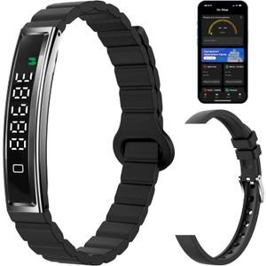 Smart Bracelet Fitness Tracker Heart Rate Monitor Sleep Activity Tracker Step Counter Calories Pedometer Waterproof Slim Thin Health Band for Women Ladies Men, Free App, 2 Bands
