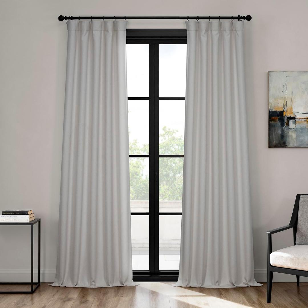 HPD Half Price Drapes - Faux Linen Curtains for Living Room (1 Panel) - 50W X 84L - Textured Room Darkening Curtains for Bedroom 84 Inches Long - Drapes for Home Decor, Birch