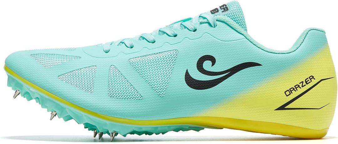 Men's Track and Field Spikes Shoes for Women Lightweight Running and Jumping Sneakers Green/Yellow/Black 12 Women/10.5 Men