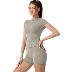 JNINTH Womens Two Piece Lounge Sets Clothing Running sportswear yoga quick drying fitness Going Out Gym Outfits (Medium, Gray Coffee)