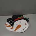 OWENIE Christmas Placemats Set of 4, Xmas White Snowman Round Place mats for Holiday Kitchen Dining Table, Burlap Embroidered Doilies with Red and Green for Kids, Xmas, Parties, Machine Washable