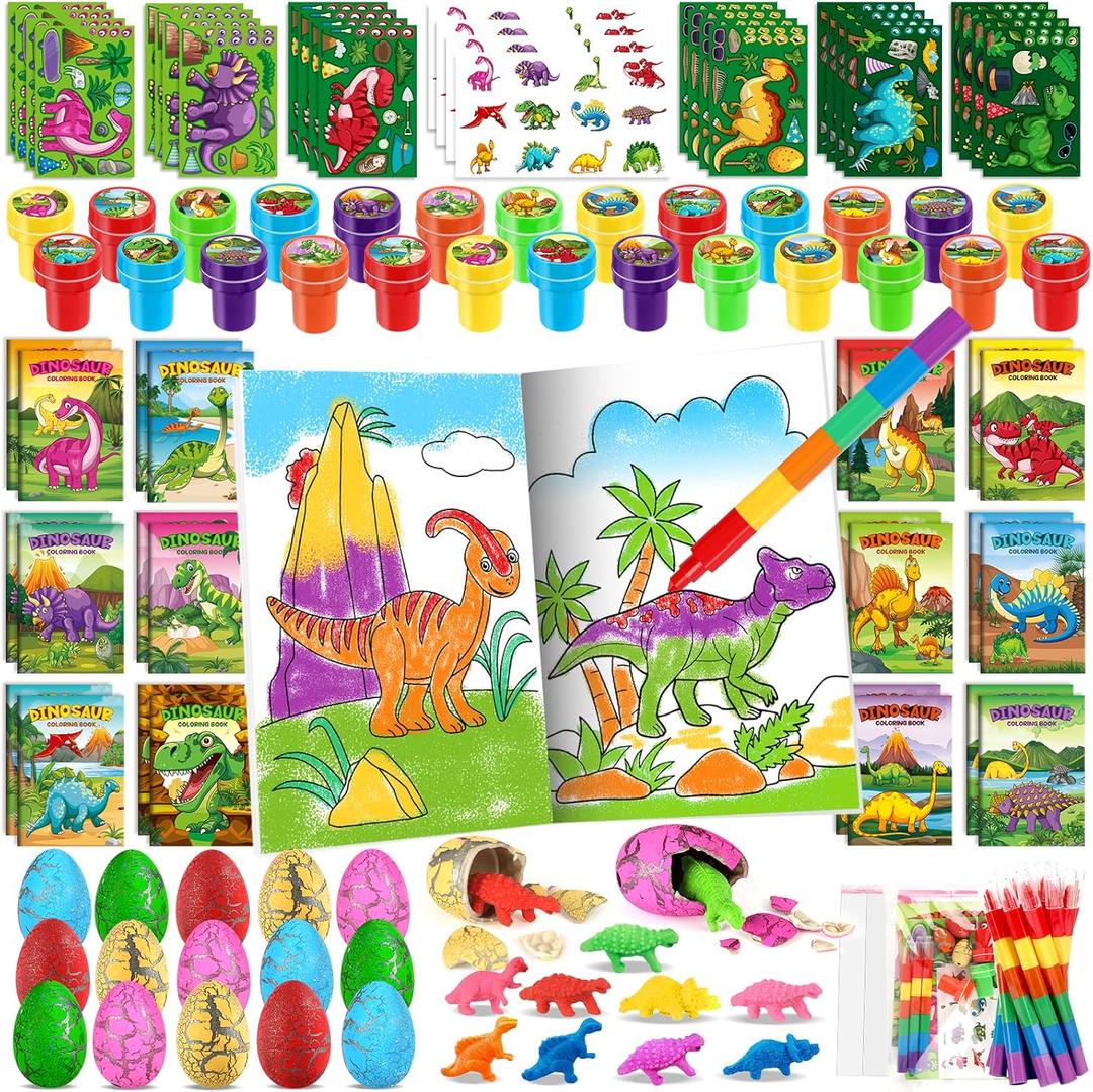 BenLouis 84Pcs Dinosaur Party Favors Dino Theme Coloring Books Crayons Sticker Set Bulk for Kids Jurassic Birthday Goodie Bag Stuffer Classroom Gifts Rewards Craft Pinata Fillers