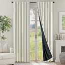 Jinchan 100% Blackout Curtains 84 Inches Long for Bedroom, Boho Insulated Curtains Sage Green Printed on Beige Geometric Drapes Back Tab Rod Pocket Room Darkening Retro Farmhouse Pattern 2 Panels
