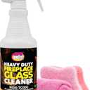 Quick N Brite Fireplace Glass Cleaner Kit with Cloth and Sponge, Removes Soot, Smoke, Creosote, and more, 16 oz, 1-Pack