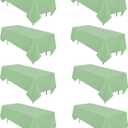 8 Pack Light Green Tablecloth 60 x 102 Inch Rectangular Tablecloths for 6 Foot Rectangle Tables, Wrinkle Resistant Green Table Cloth Washable Polyester Fabric for Party Wedding Banquet