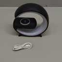 LED Table Lamp with Wireless Charger, G Shaped Night Light Lamp with Bluetooth Speaker, Sunrise Alarm Clock, Smart Mini Atmosphere Lamp for Bedroom, Office, Living Area (Black)