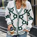 PRETTYGARDEN Women's Spring Fall Chunky Knit Cardigan Sweaters Casual Open Front Button Up Winter Coats Outerwear (White, XL)