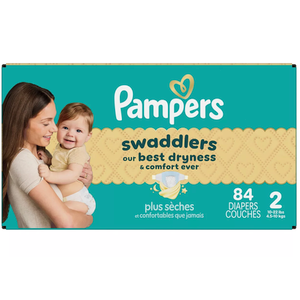 Pampers Swaddlers Diapers, Size 2 (10-22 lbs), 84 Count, Hypoallergenic, Absorbent, Keeps Baby Dry and Comfortable, Skin Safe Disposable Baby Diaper
