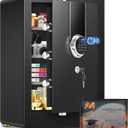 5.5 Cuft Biometric Fireproof Safe For Home, Heavy Duty Safe Box Fireproof Waterproof, Large Document Safety With Keypad and Dual alarms, Digital Security Safety Box for Money Jewelry