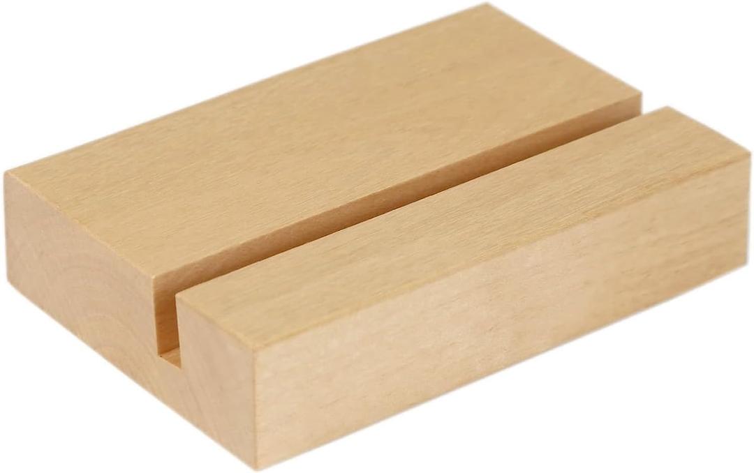 UNIQOOO 3.5" Birch Wood Stand for Monthly Desk Calendar, Wooden Block Base, Cardstock Holder, For Office Home Retail Reception Decor, Photo Display, 10 Pack