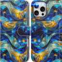 DEENAKIN for iPhone 16 Pro Max Case Wallet, Card Slots Holder + Cash Clip | RFID-Blocking, Military-Grade Drop Protection & UV-Printed Artwork, Magnetic Closure with Leather Kickstand