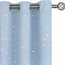 BGment Star Room Darkening Curtains for Kids Bedroom - Grommet Thermal Insulated Silver Star Print Kids Curtains for Living Room, Set of 2 Panels, Baby Blue, 52 x 84 Inch