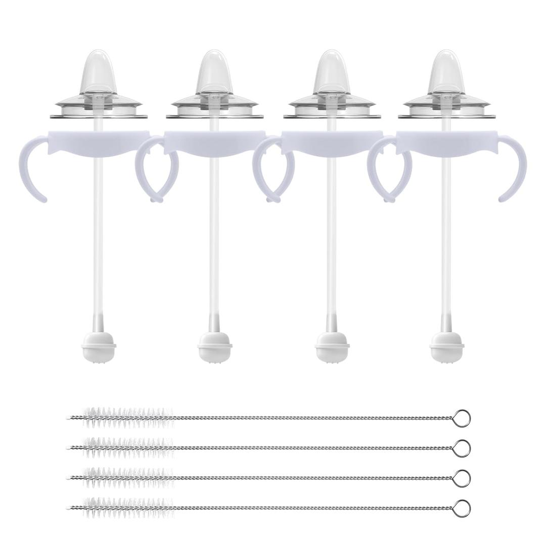 Sippy Cup Conversion Kit for Philips Avent Natural Baby Bottles, Toddler Transition Kit with Food Grade Silicone Straw Top Nipple, Weighted Straw, Bottle Handle, Cleaning Brush, BPA-Free, 4-Pack, 6+