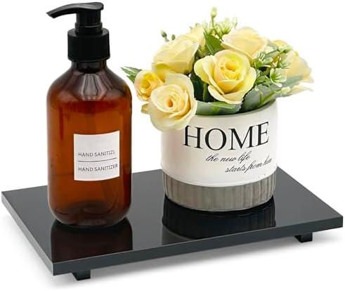 Bigfety Acrylic Soap Tray, Soap Pedestal Stand Sink Tray, Soap Bottle Riser Stand for Kitchen Bathroom, Black, Medium