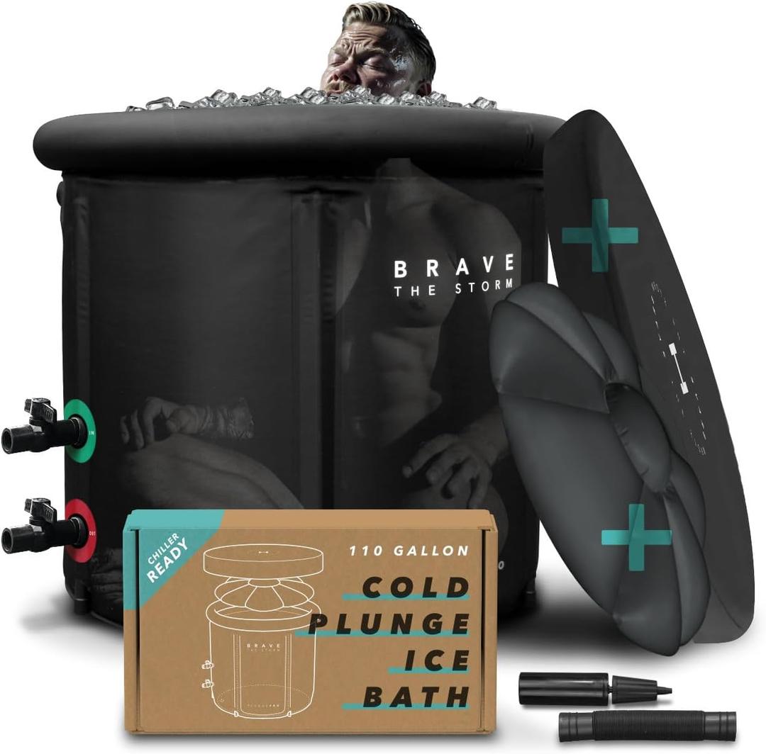 Cold Plunge Tub for Ice Baths at Home - 110 Gal Outdoor & Indoor Cold Water Plunge Tub with Lid - Water Chiller Compatible - XL Recovery Cold Plunge for Athletes - Portable Ice Bath & Accessories